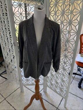 Olivia Moon Dark Gray Open Front Blazer
